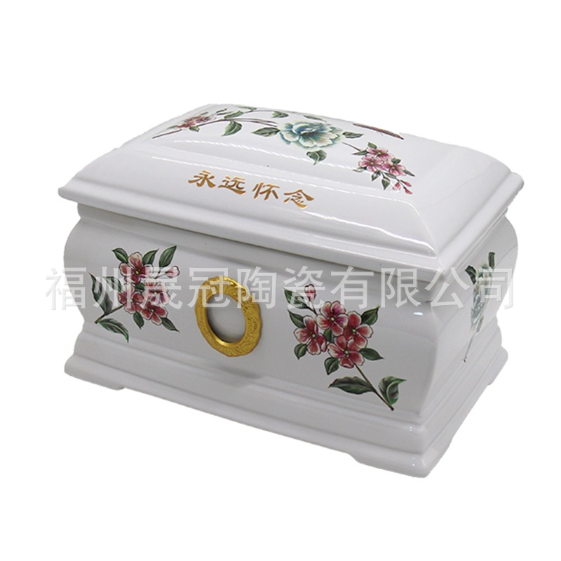 新品 宝蓝仙鹤骨灰罐 陶瓷骨灰坛 景泰蓝骨灰盒 殡仪