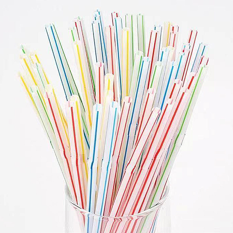 Four Seasons Lvkang Lengthen and Thicken Curved Transparent Thick Straw Disposable Independent Packaging Thin Straw