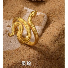 欧美个性灵蛇系列戒指女沙漠蛇图腾生肖蛇夸张时尚气质帅酷指环