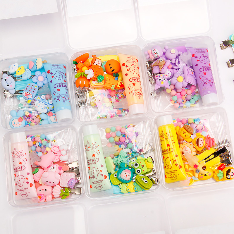 15G Cream Glue Barrettes Diy Handmade Bag Material Package Cute Resin Accessory Clip Set Stall Children's Toys