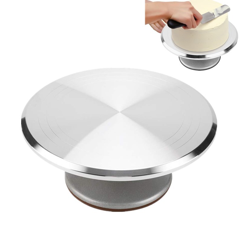 12寸铝合金蛋糕裱花转台 不锈钢蛋糕转盘陶泥旋转裱花台 烘焙工具