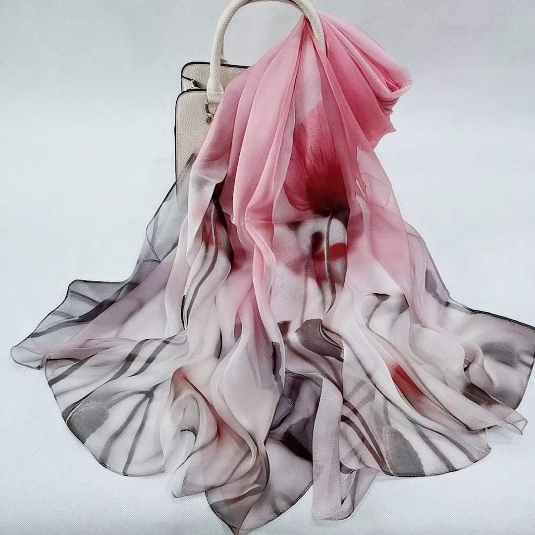 真丝丝巾春季女新款100桑蚕丝围巾保暖丝绸中国风披肩礼品定制