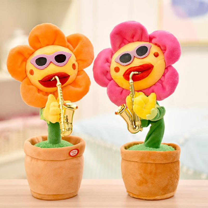妖娆花向日葵电动玩具会唱歌太阳花仙人掌跳舞扭动发光吹萨克斯