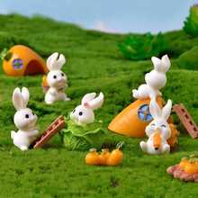 园艺摆件微景观卡通动物树脂配件房子胡萝卜兔子萌兔兔可爱乐园无