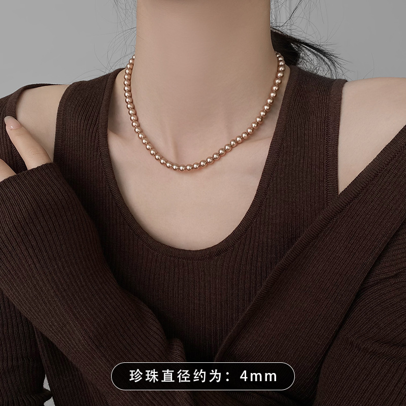 French Retro High-Grade Pearl Necklace Fashion Special-Interest All-Match Sweater Chain Light Luxury Unique Design Necklace Women