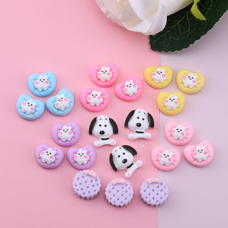 卡通迷你爱心兔子史诺比diy奶油胶树脂配件发夹饰品贴片材料批发