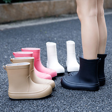 雨鞋女款2024新款水鞋女防水学生雨靴女简约款外穿短筒加绒保暖鞋