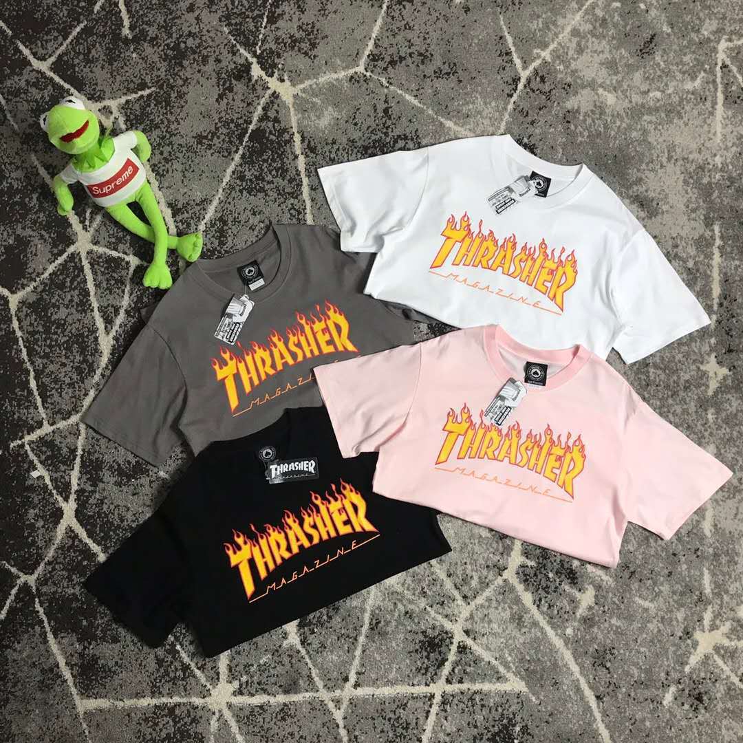 thrasher火焰短袖黄火款个性炸街潮牌短袖男女同款情侣夏日t恤