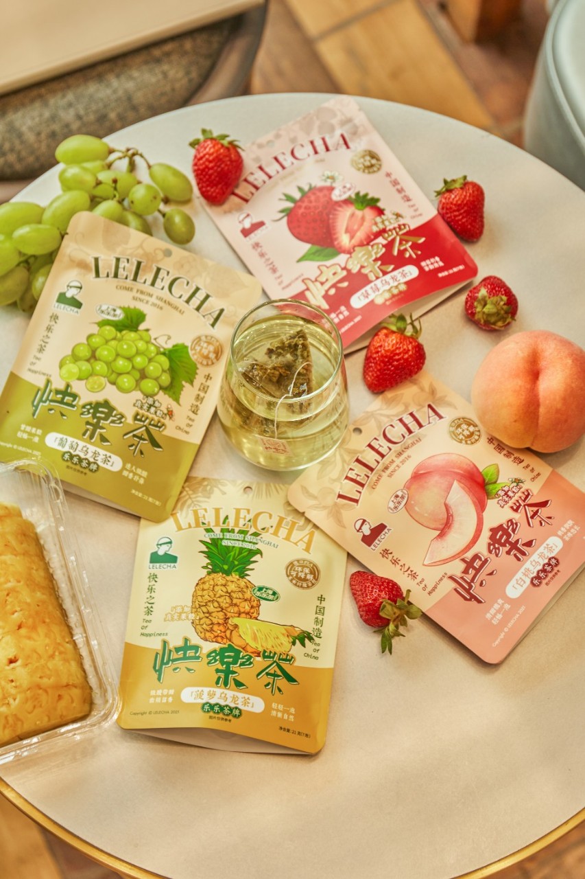 lelecha乐乐茶牌快乐茶葡萄草莓白桃菠萝芒果菠萝乌龙茶21g7泡