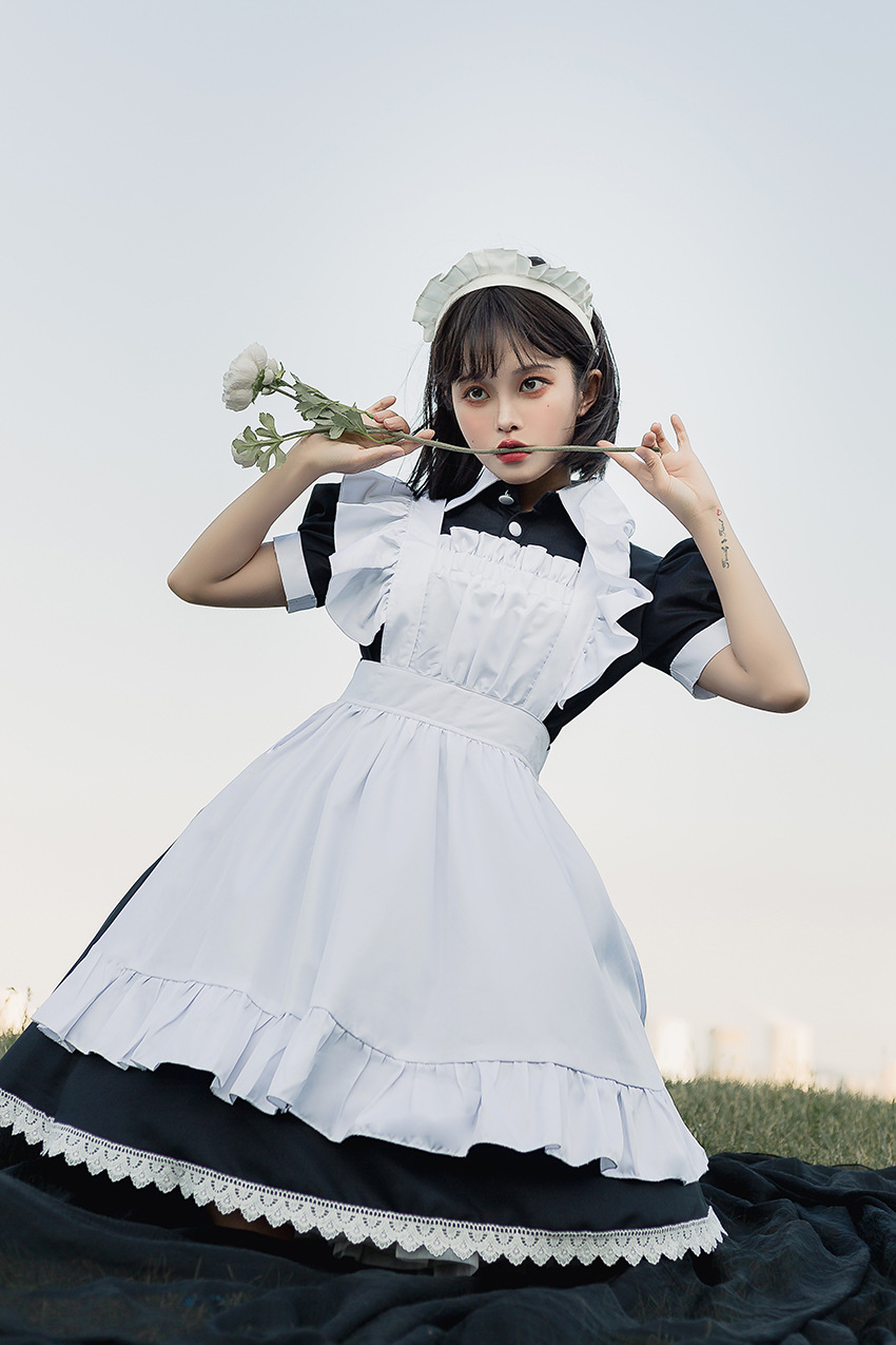 女仆装cosplay 餐厅咖啡厅工作服长裙黑白女佣装聚会派对一件代发