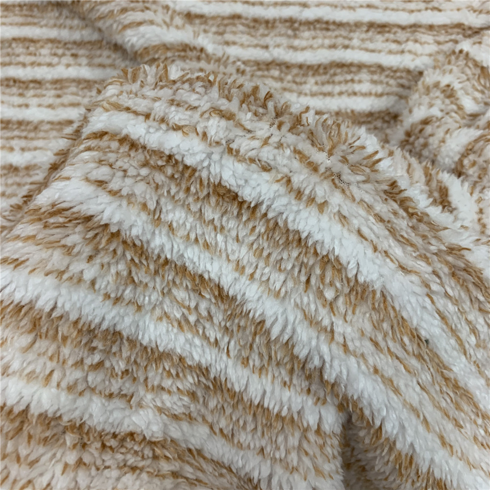 现货280g双面双色北极绒 条子舒棉绒 间条条纹家居服睡衣童装面料