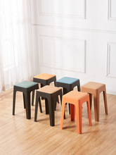 包凳现代高凳轻奢可叠放加厚塑料凳矮凳简约方凳子叠摞家用皮面软