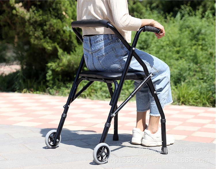 老年人推车可推可坐加粗轮座坐便椅代步手扶安稳走路助行器