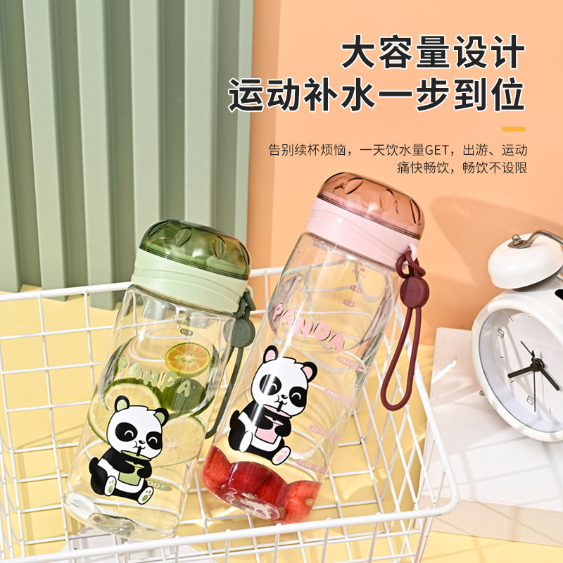 Factory Direct Panda Water Cup Opening Season Student Summer Plastic Water Cup Wholesale Female Ins with Strainer