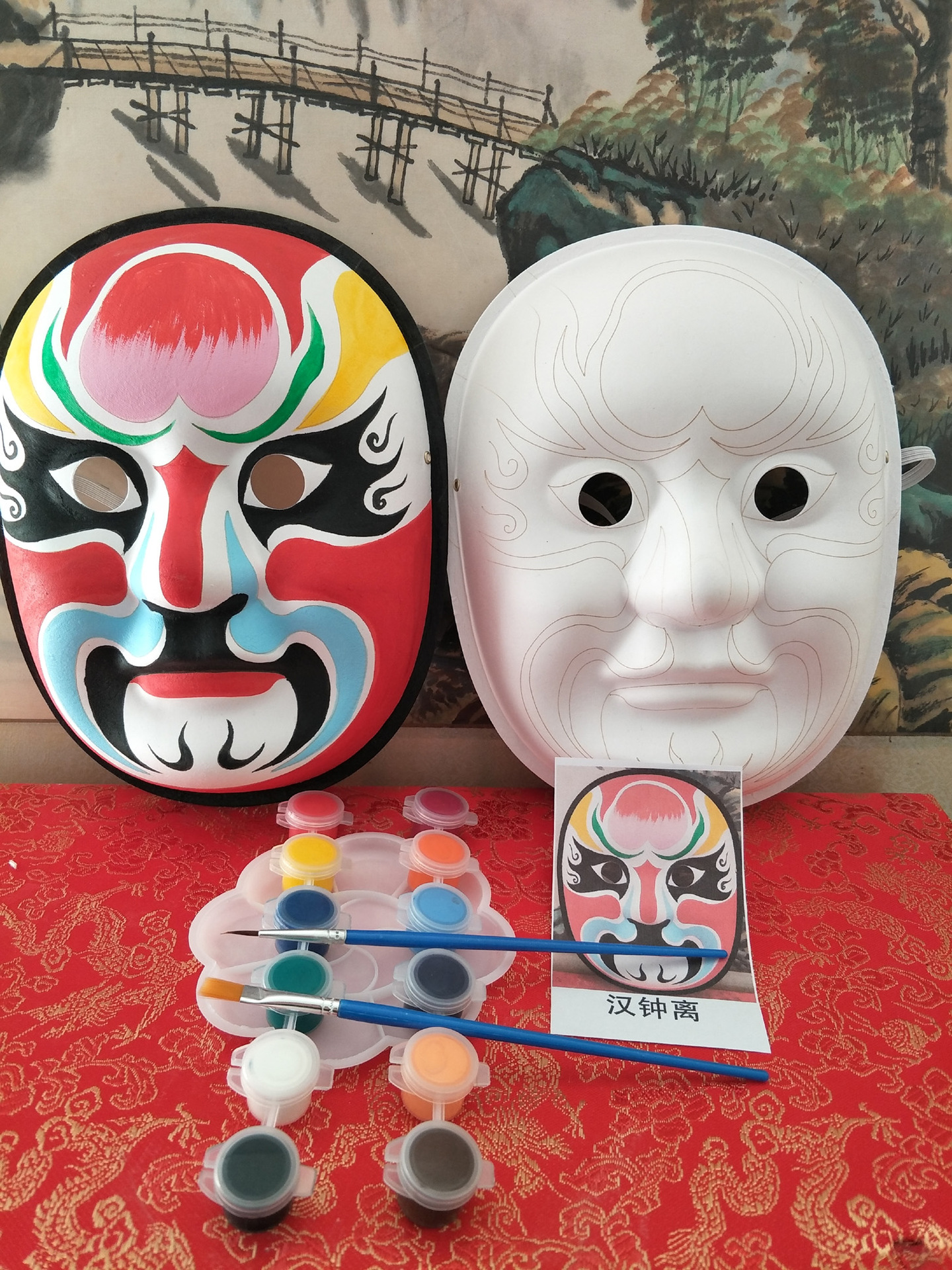 20款diy京剧川剧变脸传统非遗手工文创带纹路脸谱面具教学材料包