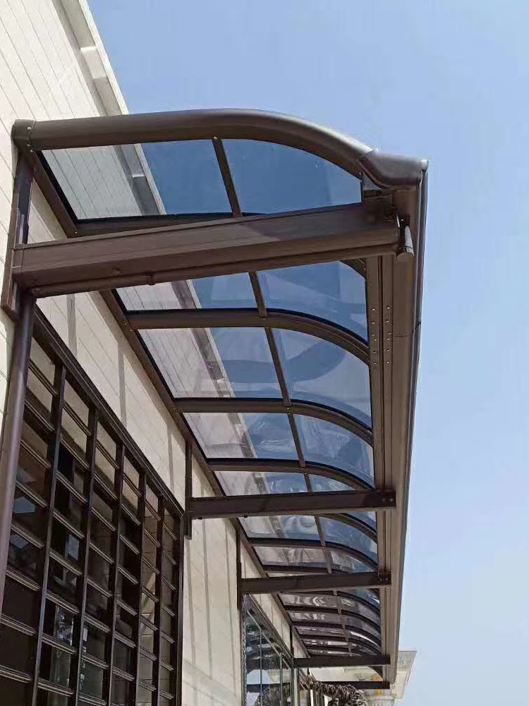 西安铝合金遮阳pc透明阳台别墅挡雨棚家用露台顶棚户外门头遮雨蓬