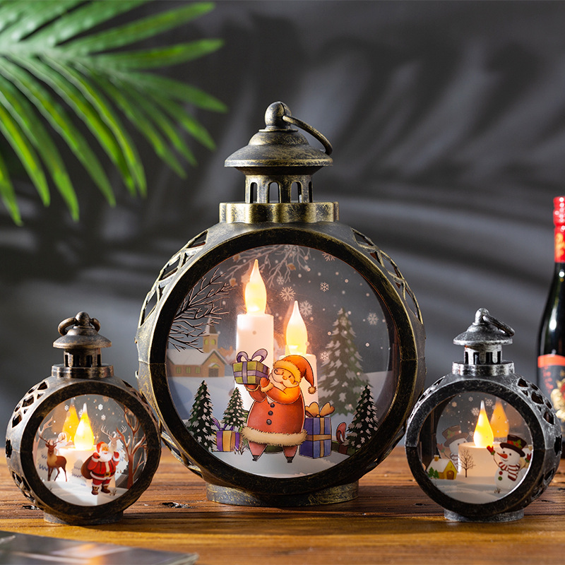 Christmas Decorations Retro Small Night Lamp Luminous Gift Window Decoration Desktop Layout Props Atmosphere Pendant