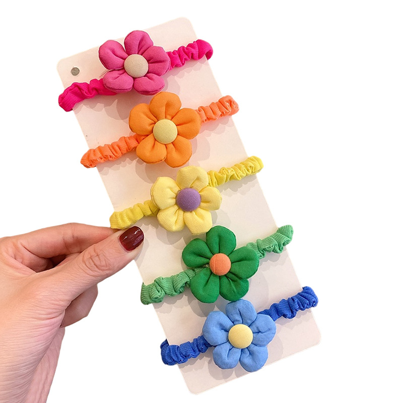 Fabric Bowknot Headband Hair Ring Flower Small Intestine Ring Hair Rope Rubber Band Girl Candy Color Jewelry Hair Accessories