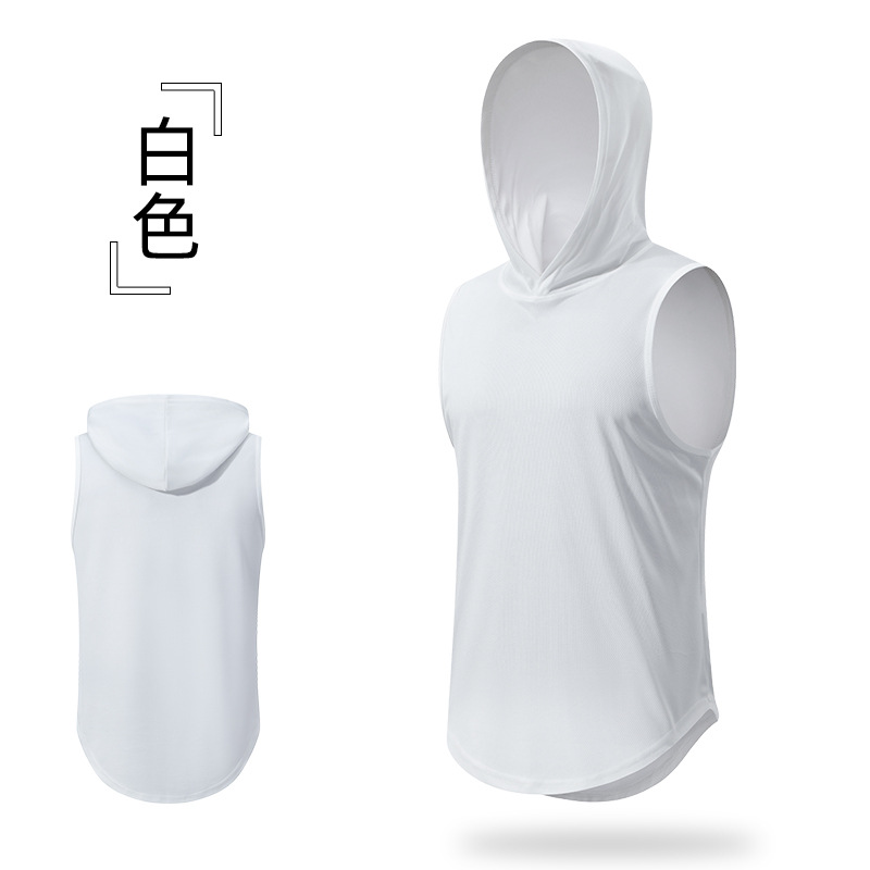 Summer New Sports Vest Men's Quick-Drying Loose Waistcoat Fitness Men's Basketball Training Hooded Fitness Vest Men