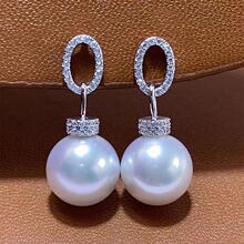 冷光澳白巴洛克耳钉18k金纯银极光银蓝异形keshi南洋海水珍珠耳夹