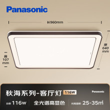 松下（Panasonic）吸顶灯米家智能控制客厅灯全光谱灯具 长方灯饰