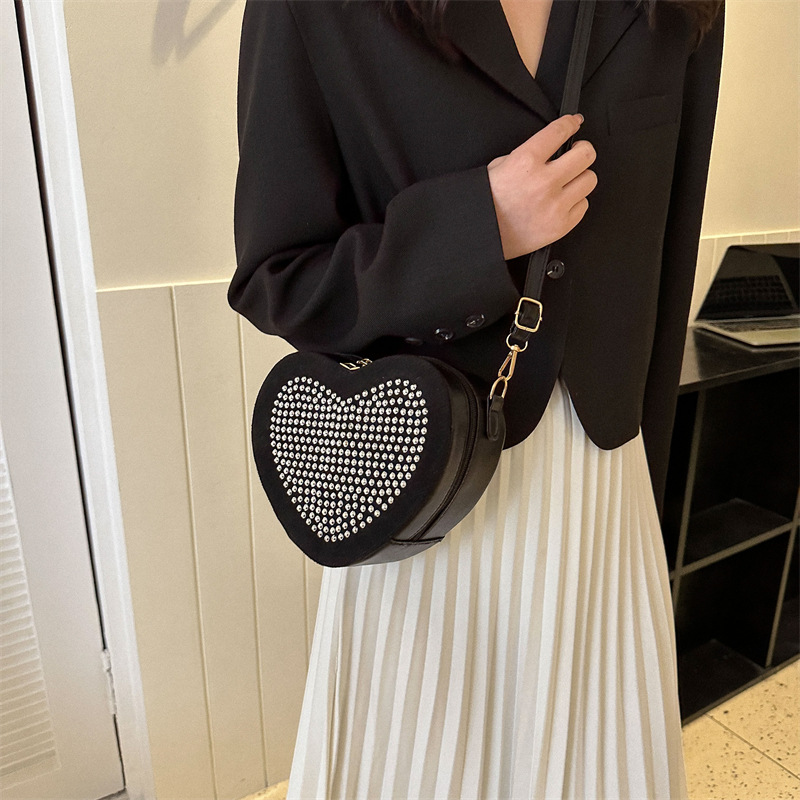 Summer Fashion Diamond Love Crossbody Bag Niche Personality Women Bags2023 Popular All-Matching Underarm Shoulder Bag