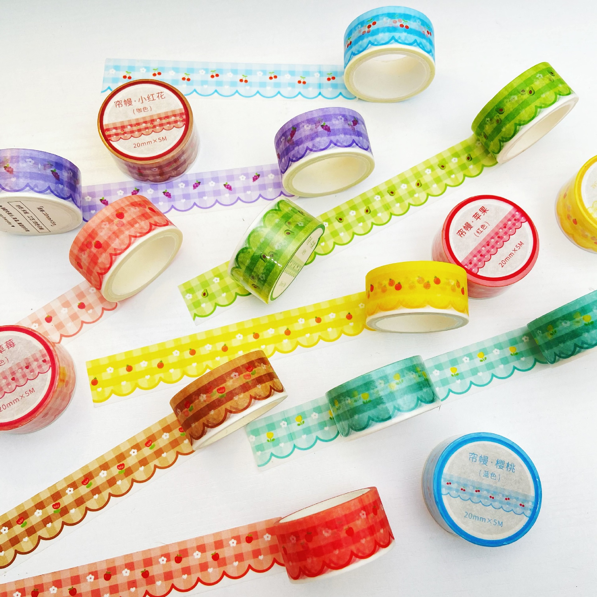 边框和纸胶带 窗帘8款集合 波浪形手账打底素材贴画贴纸 和纸胶带