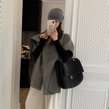 C家25秋冬新款解构感毛混纺斗篷灰色女士个性呢大衣 0901491012