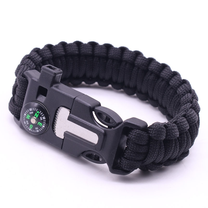 Multifunctional Bracelet Outdoor Survival Men's Outdoor Self-Defense Parachute Cord Woven Whistle Carrying Strap Firestone Compass Cutting Rope