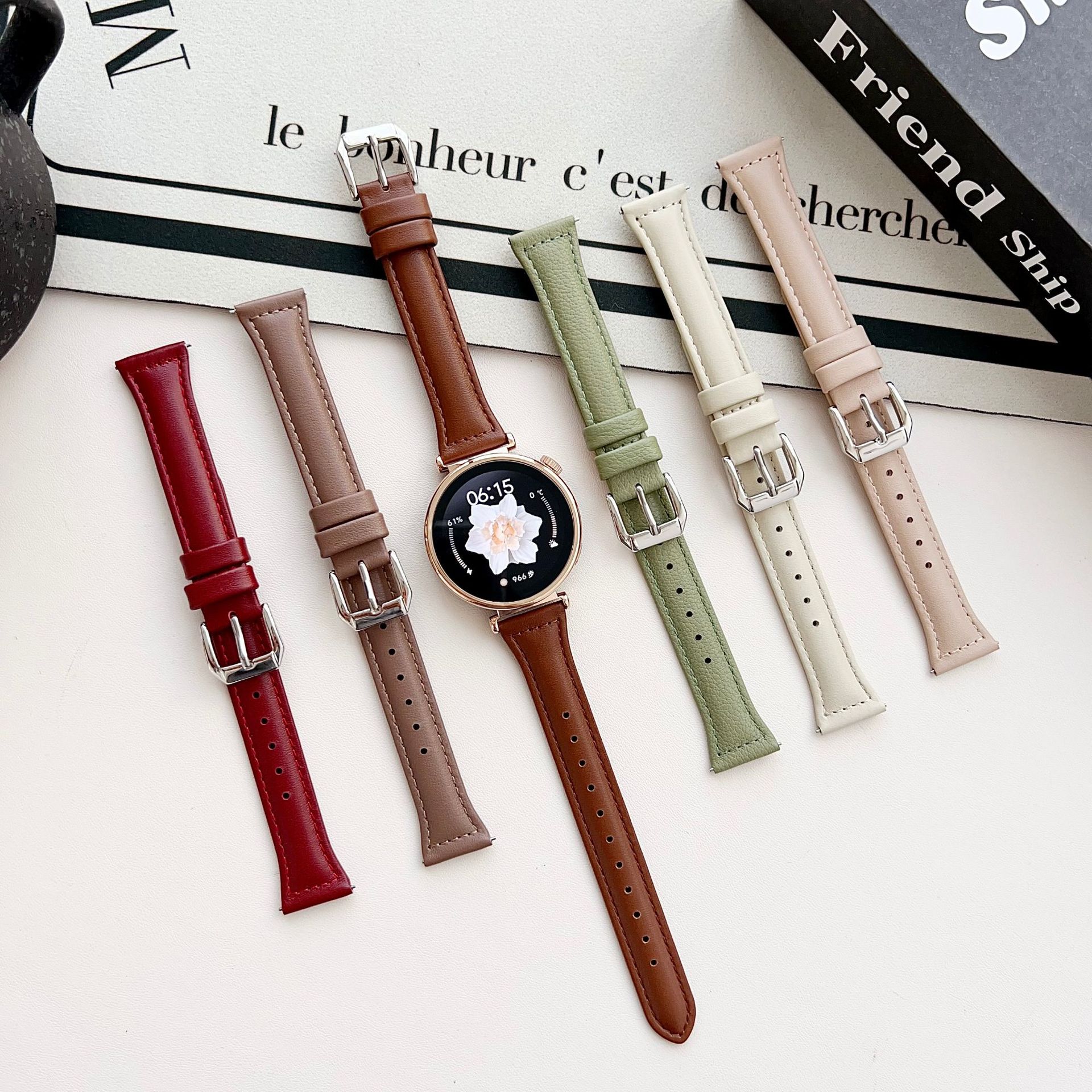 美拉德小蛮腰皮表带适用于华为gt4 41-18mm手表watch3/4pro细表带