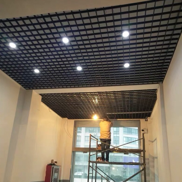 铝铁格栅吊顶黑白色天花网格吊顶格栅方格子自装葡萄架格栏栅吊顶