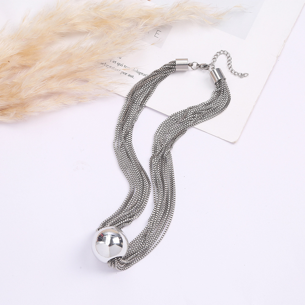Japanese and Korean Simple Elegant Hepburn Style Necklace Simple Black Double Layers Twin Necklace Internet Celebrity New Style Collarbone Necklace