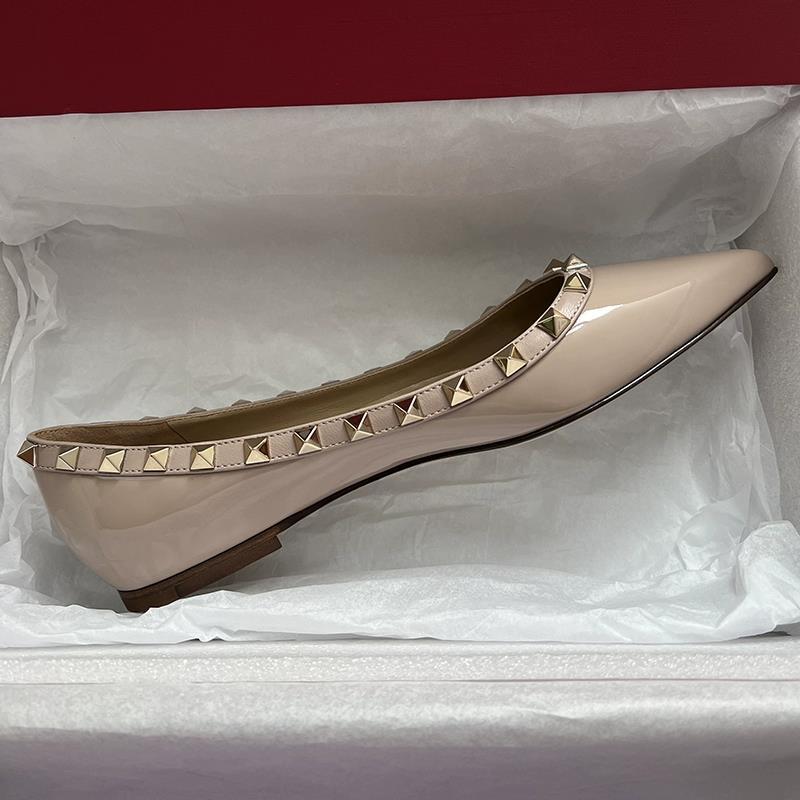 【高板本】铆钉尖头平底鞋女真皮平跟经典款瓢鞋船鞋柳丁浅口单鞋