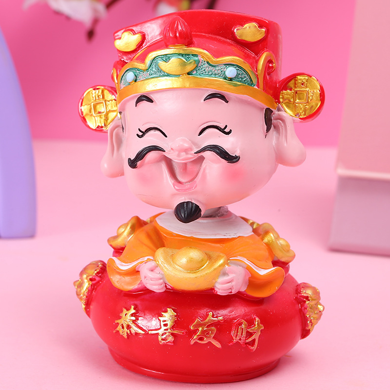 Car Shaking Head Ornament God of Wealth Doll Car Cake Household Supplies Festive Gift Shop Opening Gifts