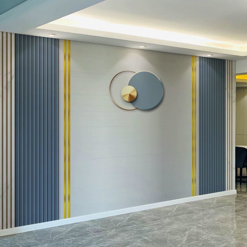 岩板电视背景墙竹木纤维集成墙板风格大理石纹客厅装饰护墙板工厂