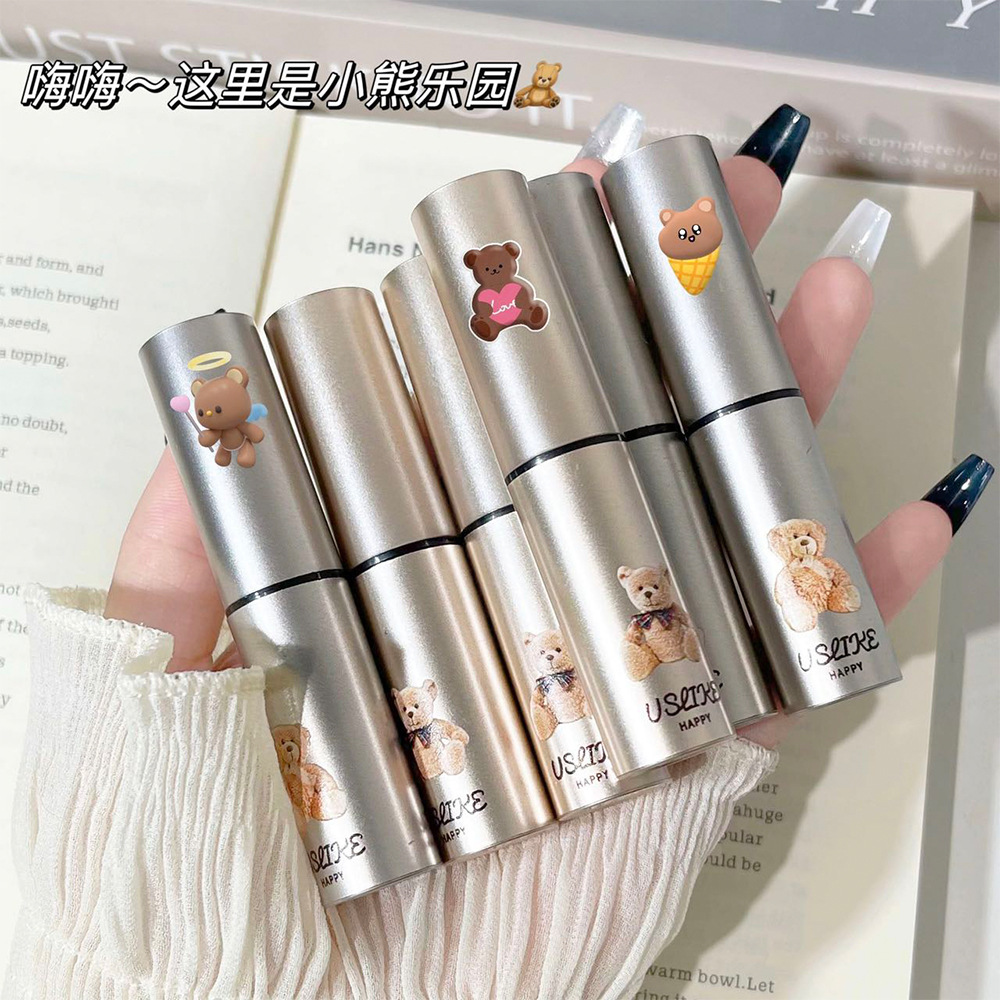 Uslike Bear Lipstick Water Light Solid Lipstick Nourishing Moisturizing Not Easy to Fade and White Good-looking Domestic Brand