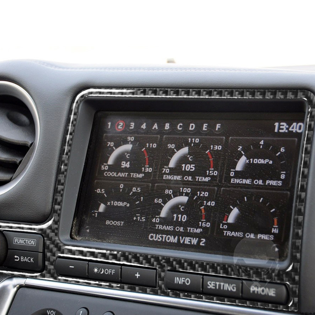 适用于日产r35尼桑gtr碳纤维中控导航框显示屏汽车内外饰改装配件