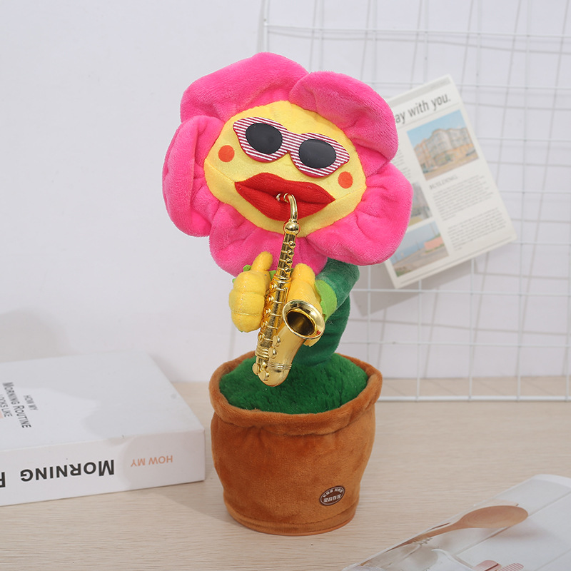 cross-border hot enchanting flower sunflower cactus singing dancing imitation talking play the saxophone plush toy