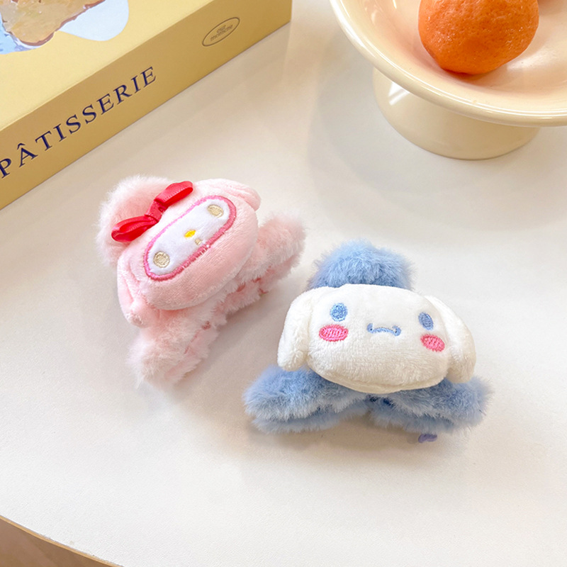 Super Cute Cinnamoroll Babycinnamoroll Plush Grip Autumn and Winter Little Girl Back Head Barrettes Children's Hair Accessories Cartoon Shark Clip