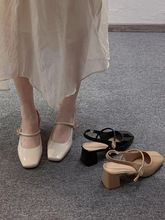法式凉鞋女款2024春季新款温柔复古配裙子粗跟气质玛丽珍鞋