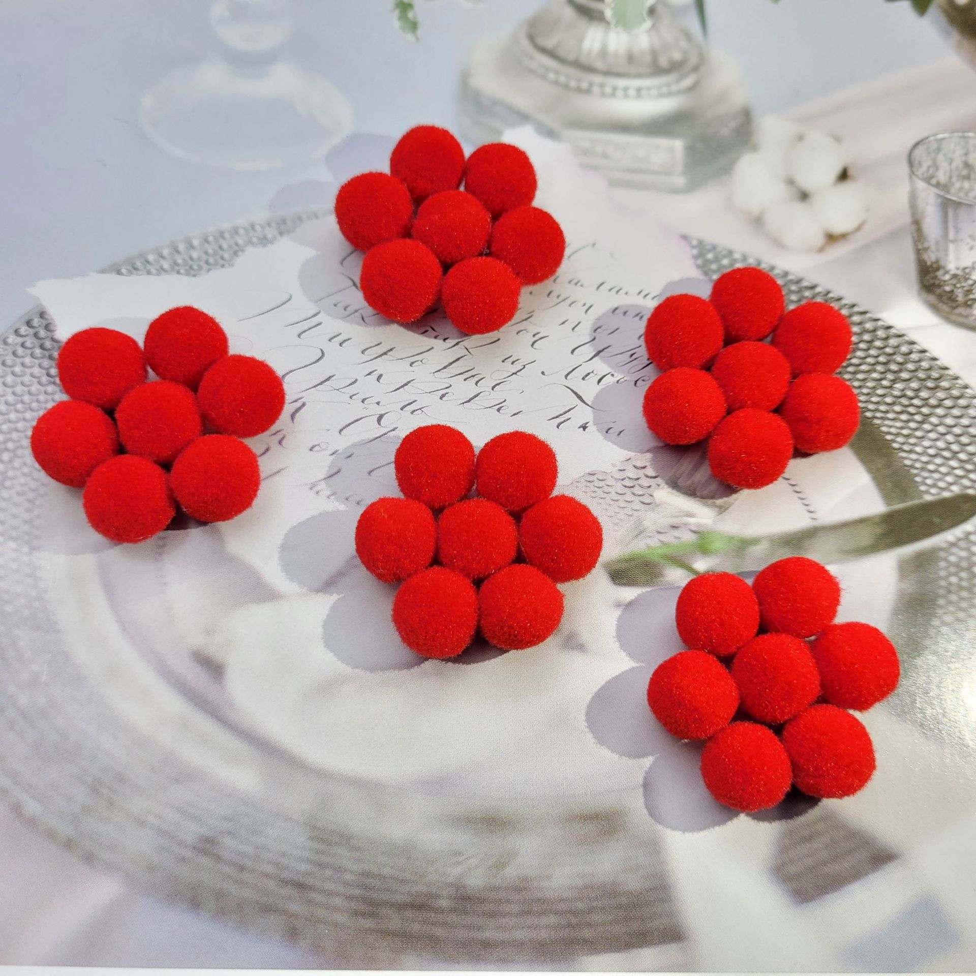 圣诞装饰高弹毛球 村上隆太阳花毛球画服装辅料毛球diy玩具