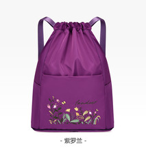 中国风刺绣双肩包女士折叠束口包运动健身瑜伽包干湿分离旅行背包