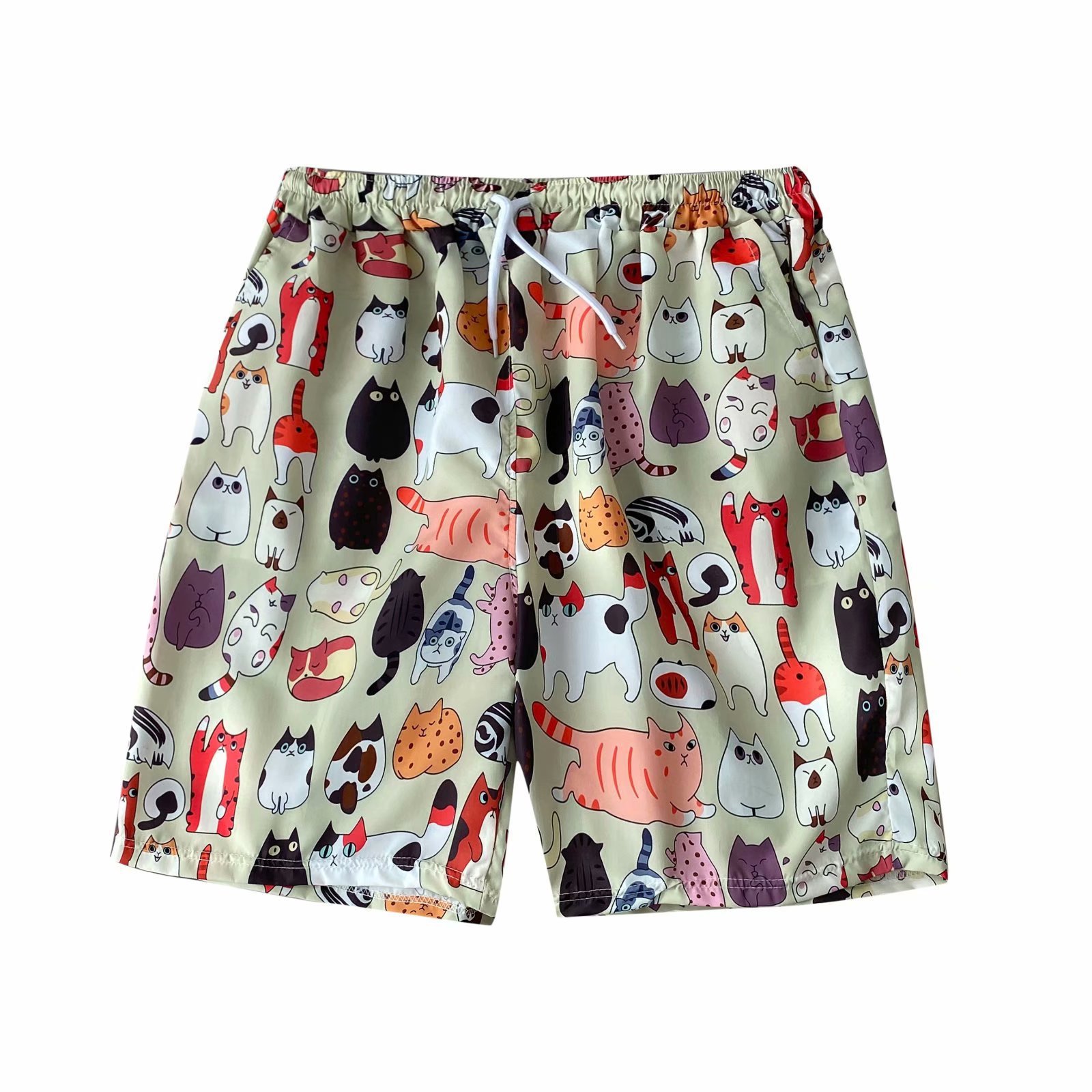 情侣卡通可爱大码裤衩男日系薄款沙滩裤夏威夷速干短裤度假设计感