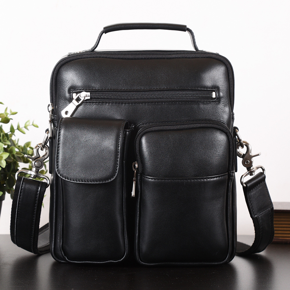 潮牛tiding跨境真皮头层牛皮男士通勤户外小包手提斜挎包单肩包