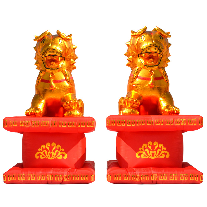 充气拱门金狮气模开业庆典充气狮子/大象 金狮吉象麒麟红事气模