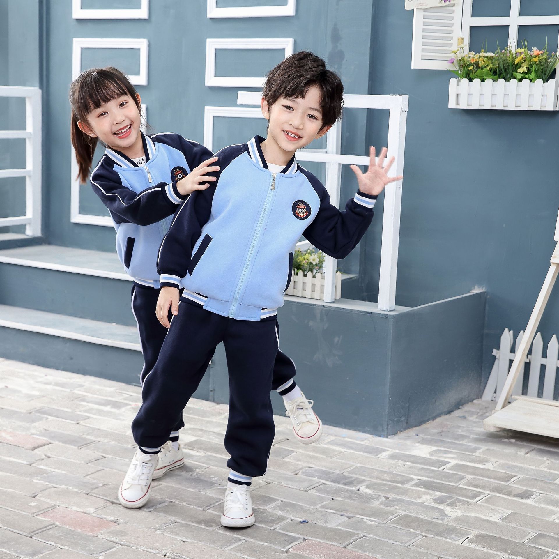 春秋冬装金光绒校服批发幼儿园服套装儿童秋冬季加绒卫衣校服班服