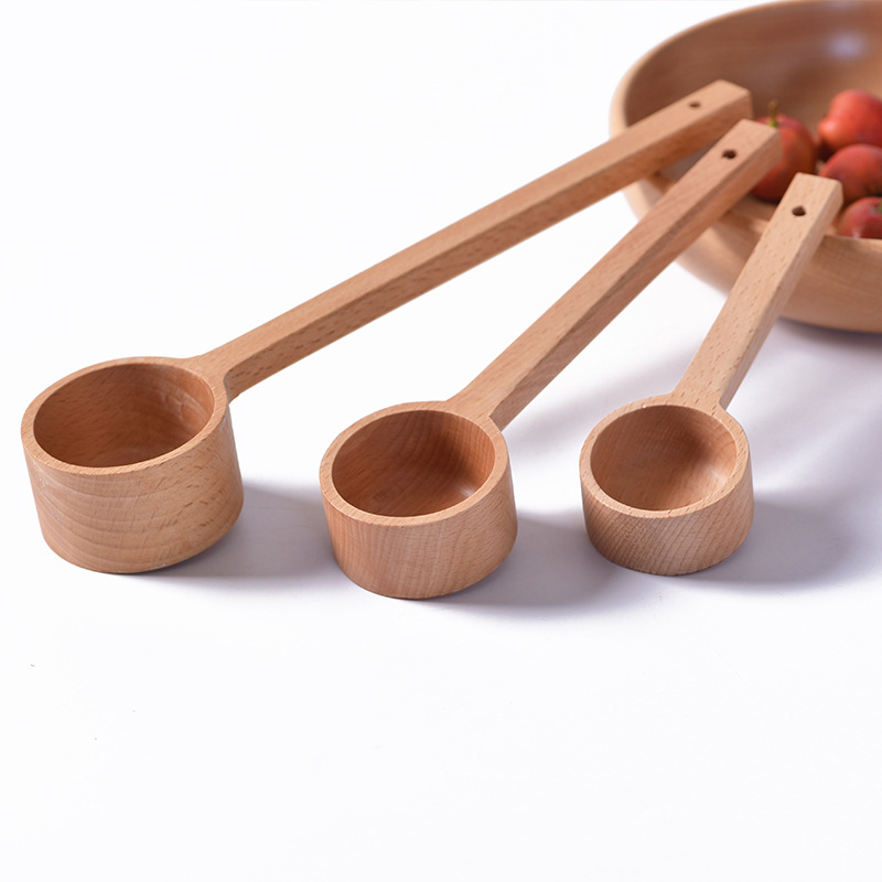 Beech Long Handle Soup Spoon Ramen Wooden Spoon Wooden Bailer Logo Creative Tableware Wooden Measuring Spoon Wooden Spoon