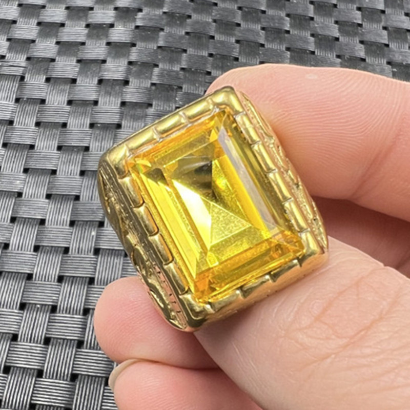 冰种锆石玉石戒指方形锆石切面戒指男女同款大号戒指玉指环手饰