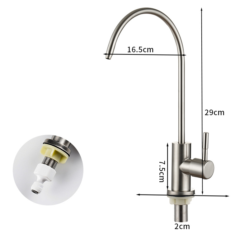 304 Stainless Steel Fresh Water Tap Drinking Water Pure Water Purifier Rotatable Sitting 4 Points Single Cold Kitchen Faucet