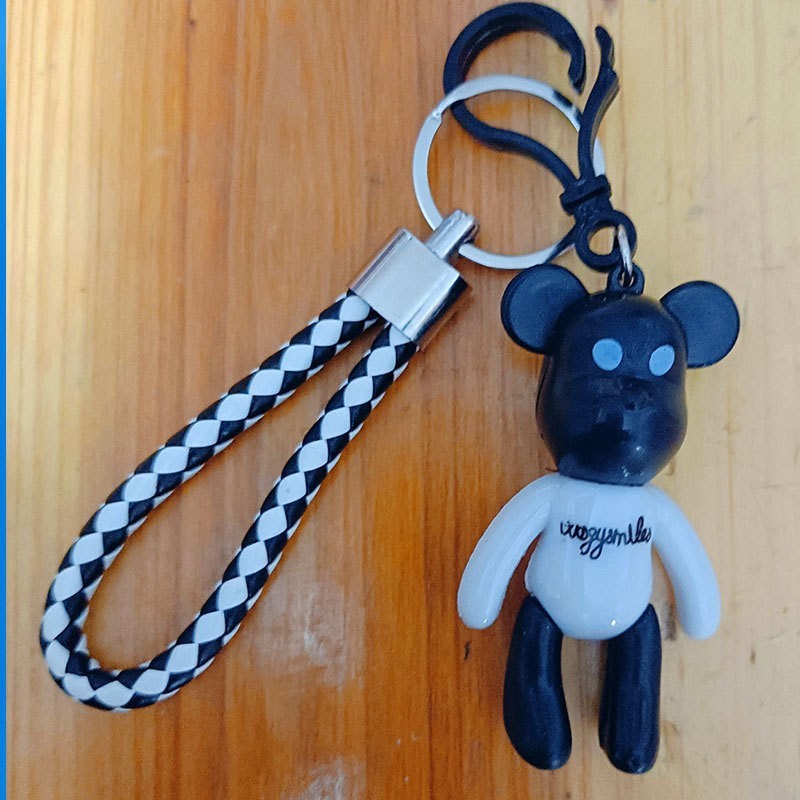 Creative Cartoon Violent Bear Keychain Lovely Bag Small Gift Little Bear Doll Pendant Braided Rope Key Gift